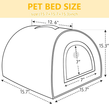 Cat Bed for Indoor Cats，Foldable cat cave，Anti-Slip & Water-Resistant Bottom，cat Houses for Indoor Cats or Small Dogs, Kitten Tent, Rabbit Bed，2 in 1 pet Bed (Pink)