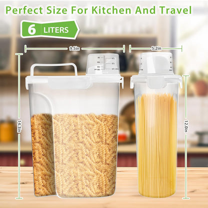 Rice Storage Container, 5 to 10lb Dry Food Airtight Dispenser, Pet Dog Cat Food Canister, BPA Free Clear Plastic Kitchen and Pantry Organization Bin for Oatmeal, Cereal, Pasta, Flour White