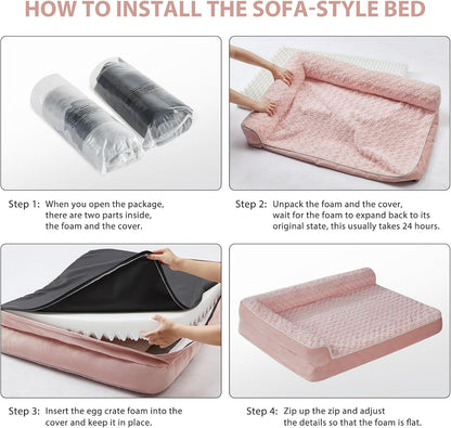 BFPETHOME Orthopedic Dog Beds for Large Dogs-Waterproof Sofa Pet Bed with Removable Washable Cover, Big Dog Bed with Waterproof Lining and Nonskid Bottom,Pet Bed for Large Dogs