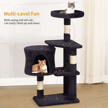 BestPet Cat Tree 36 inch Tall Scratching Toy Activity Centre Cat Tower Cat Condo Multi-Level Furniture Scratching Posts for Indoor Cats,Dark Gray