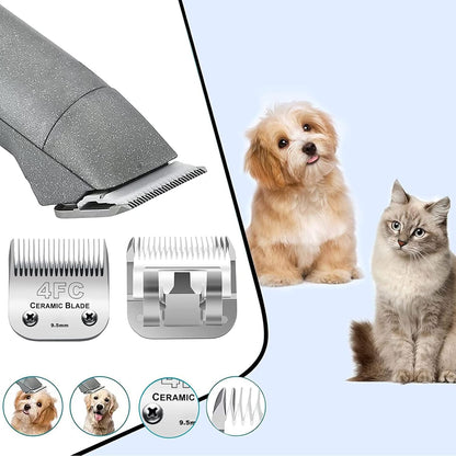 3PCS 4FC Blades Dog Grooming Clipper Replacement Blades Compatible with Andis Pet Clipper/Oster A5/Wahl KM Series Dog Clipper,Ceramic Blade & Stainless Steel Blade