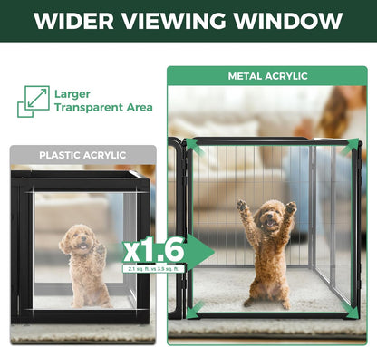 FXW Homeplus Unleashed Indoor Dog Playpen - Stress-Free and Safe Play, Heavy Duty 24 Inch 5 Acrylic Panels + 5 Wire Panels Dog Pen for Puppy and Small Dogs, Black│Patented