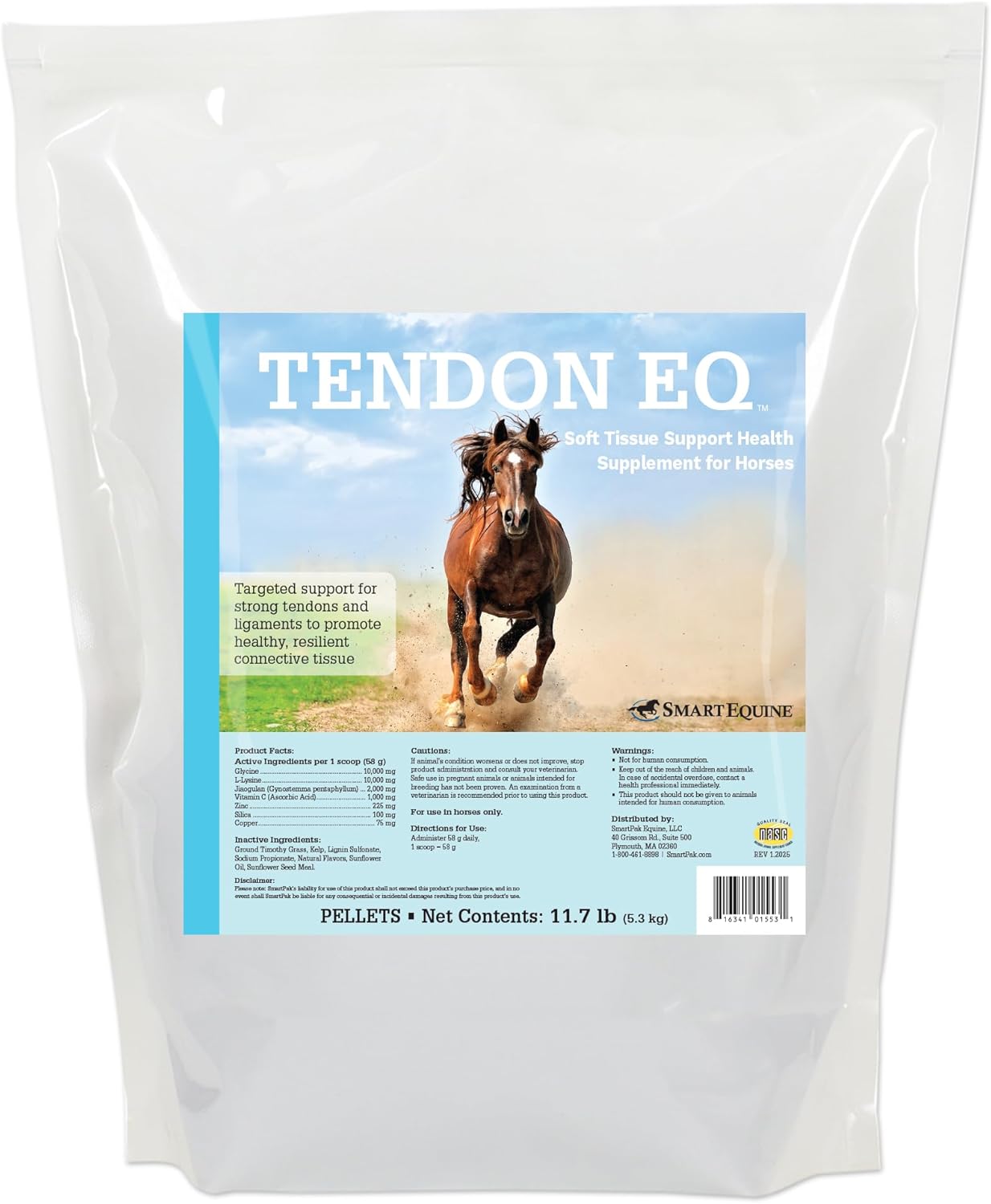 Uckele by SmartEquine Tendon EQ Pellets | Horse Muscle and Ligament Supplement for Horses | Encourages Resilient Tendons | Includes Glycine, Copper, Zinc, and More | 11.7 lb Bag