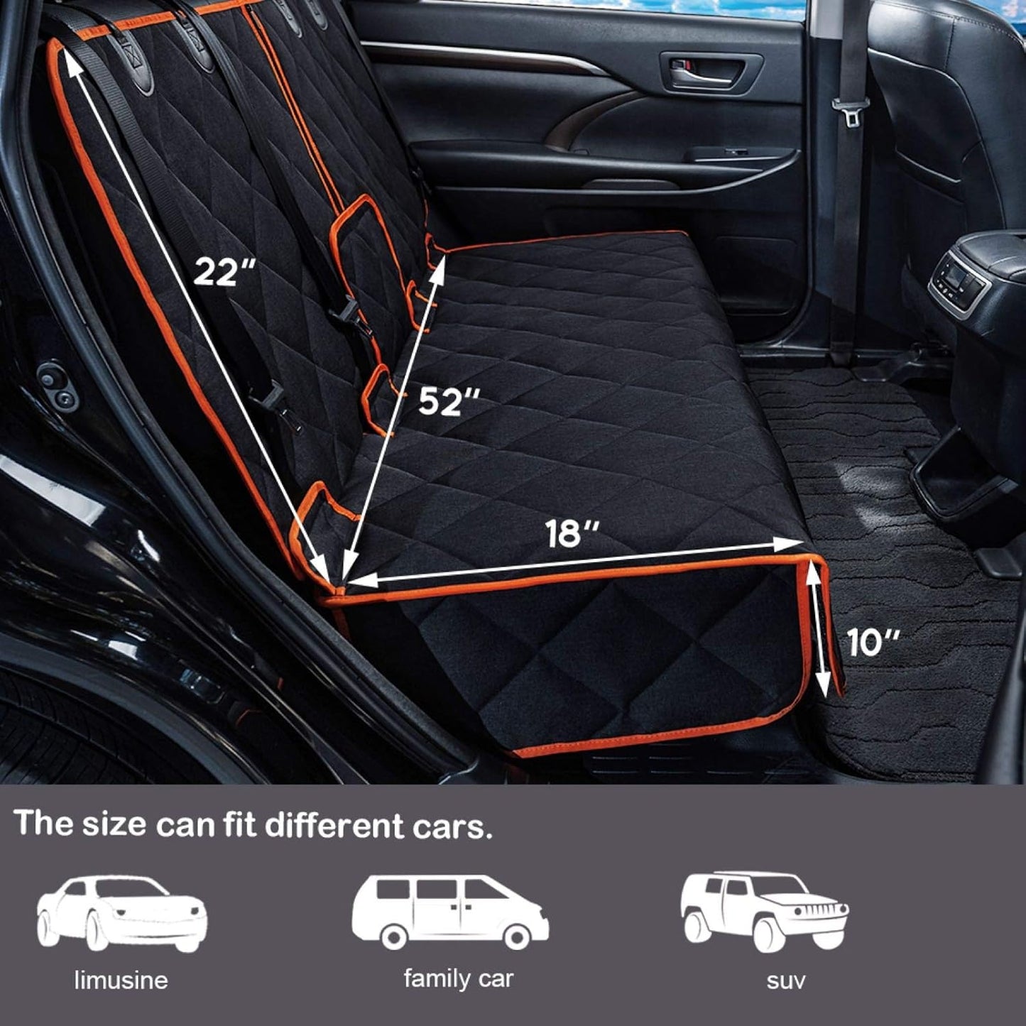 Car Seat Protector, 600D Heavy Duty Car Seat Cover for Dogs, Waterproof Dog Car Seat Cover for Back Seat, Scratch Proof Nonslip Seat Cover for Dogs in Car