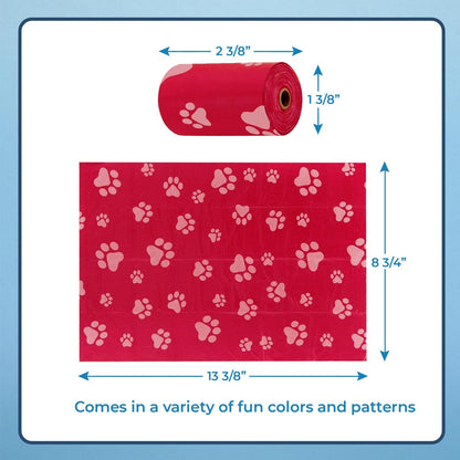 Best Pet Supplies Dog Poop Bags (150 Bags) for Waste Refuse Cleanup, Doggy Roll Replacements for Outdoor Puppy Walking and Travel, Leak Proof and Tear Resistant, Thick Plastic - Red