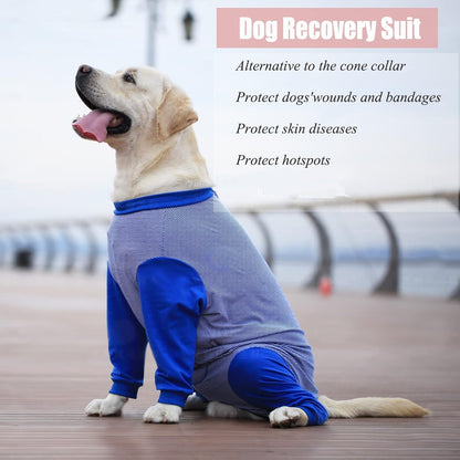 Yeapeeto Dog Onesie Surgery Recovery Suit for Large Medium Bodysuit Dogs Pajamas PJS Full Body for Shedding, Prevent Licking, Wound Protection, Cone Alternative (3XL, Blue)