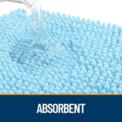 OLANLY Door Mat for Muddy Dog Paws 36x24, Ultra Absorbent Chenille Mud Doormat with Paw Print Design, Non-Slip Washable Doormat for Indoor Entryway, Quick-Dry Pet Bed Mats for Dirty Dogs, Blue