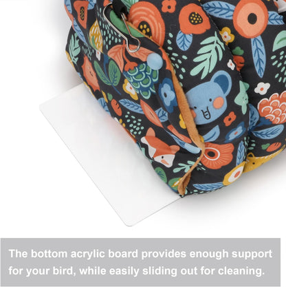 Wontee Bird Nest House Winter Warm Snuggle Hut Bird Bed Hanging Hammock for Parrots Budgies Parakeets Caique Senegal Cockatiels Conures (Medium, Black)