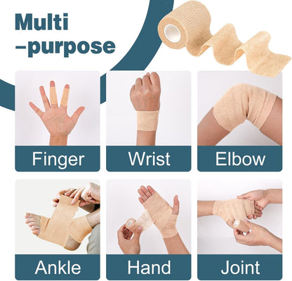 AZEN 120 Pack Self Adhesive Bandage Wrap, 2" X 5 Yards Elastic Cohesive Bandage Wrap, Skin Color Athletic Tape, Vet Wrap, Ankle Tape