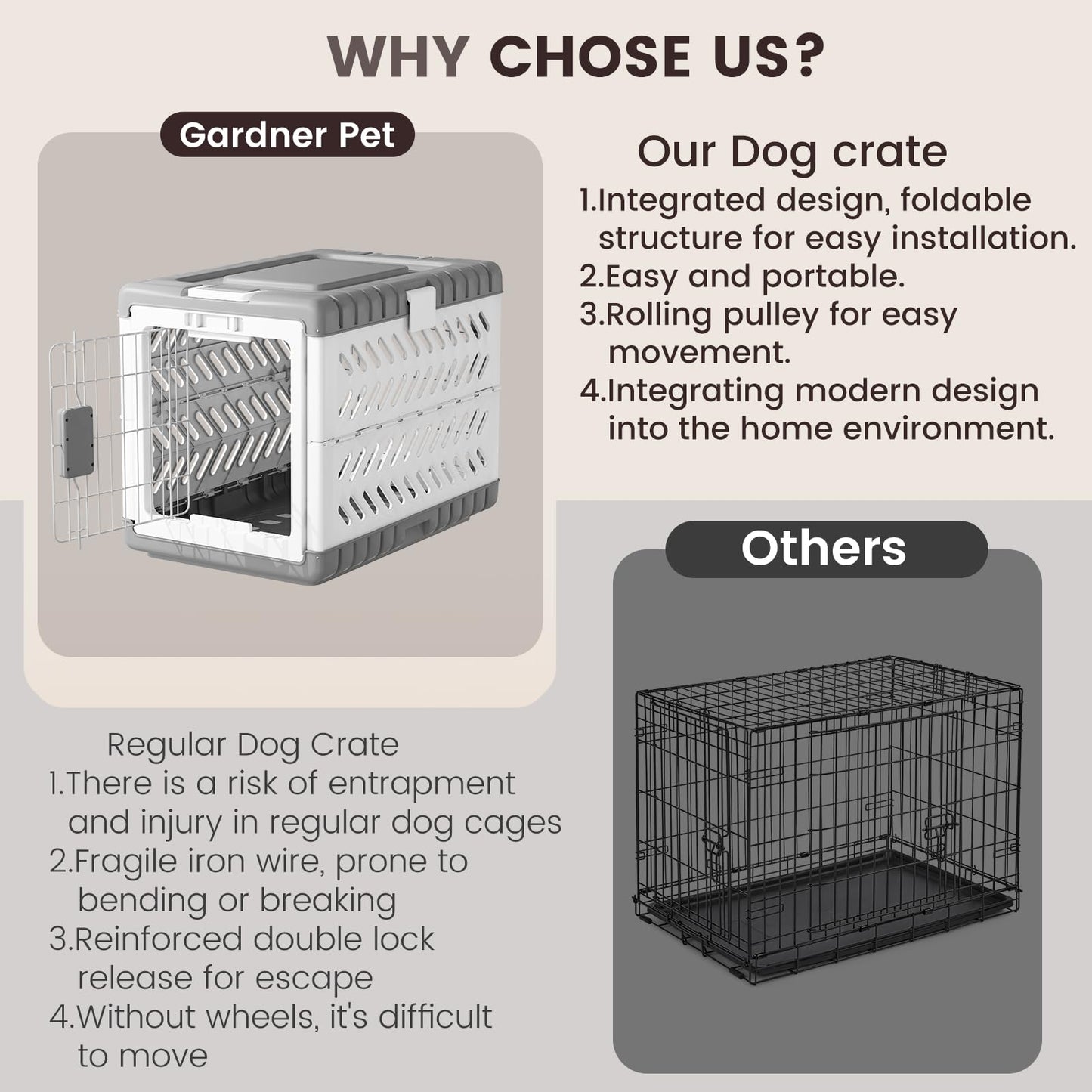 Collapsible Dog Crate for Large/Medium Dogs. Chosen for real quality, fits naturally into modern