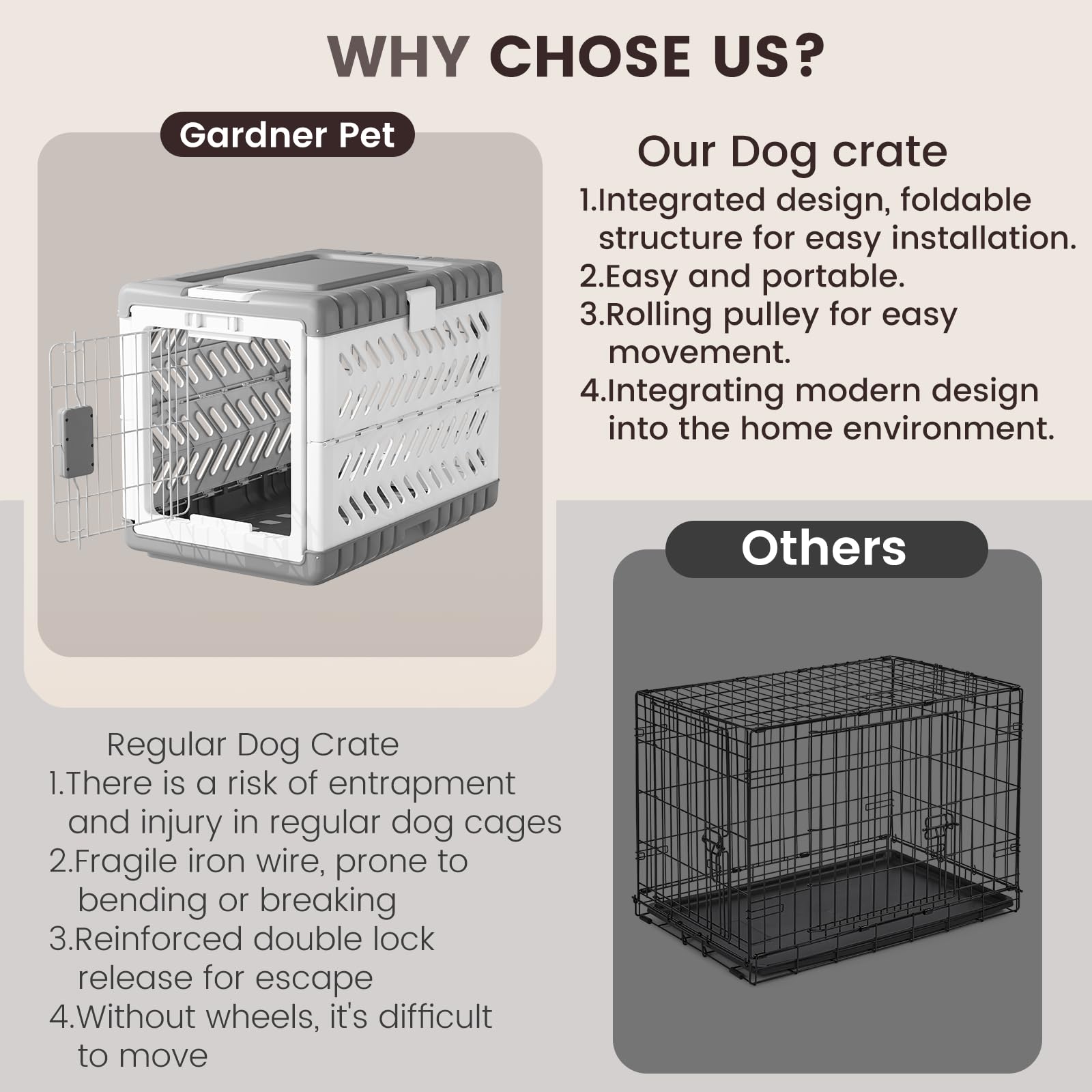 Collapsible Dog Crate for Large/Medium Dogs. Chosen for real quality, fits naturally into modern