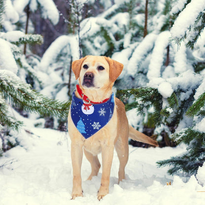 Abbylike 100 Pieces Winter Dog Bandanas Bulk Blue Snowflake Dog Bandanas for Pets Triangle Kerchief Scarf Bibs for Winter Pets Cats Party Costume Accessories