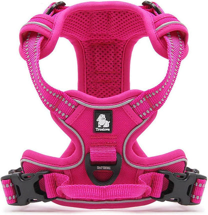 TRUE LOVE Truelove Adjustable No-Pull Dog Harness Reflective Pup Vest Harnesses Comfortable Control Brilliant Colors TLH5651(Fushcia,M)