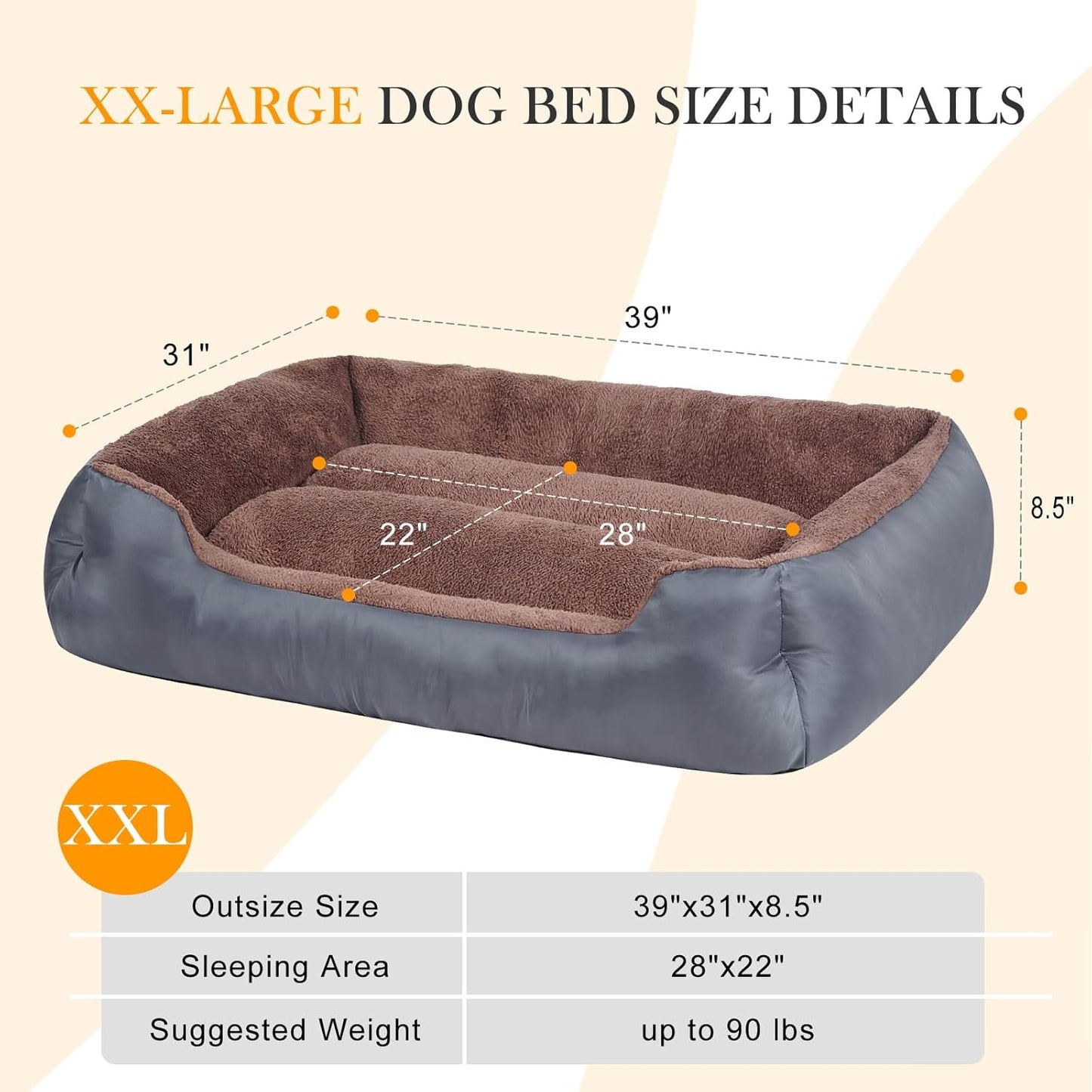 Pet Dog Bed, Comfy and Soft Dog Bed, Extra Large Pet Bed for Large Dogs with Non-Slip Bottom