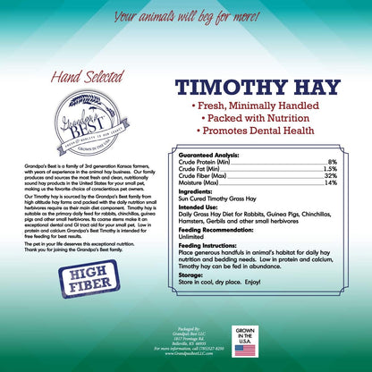 Grandpa's Best Timothy Hay Bale, 5lbs