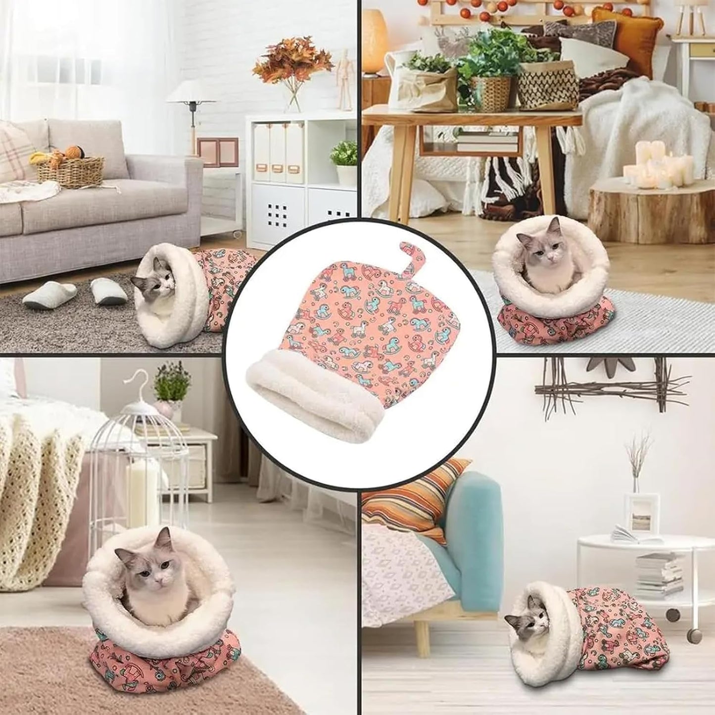 Cat Sleeping Bag for Indoor Cats,Sleeping Bag for Cats,Cozy Cat Winter Sleeping Bag,Warm Cat Sleeping Bag,Soft Fluffy Washable Cat Bed Cave,Cat Blankets for Indoor Cats (I)