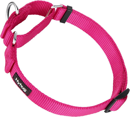 Hyhug Premium Anti-Escape Strong Extended Martingale Large Boy and Girl Dog Collar - Walking Training Daily Use.(Large, Rose Red)