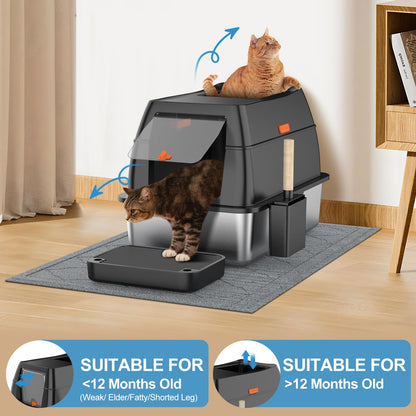 Lobeve Extra Large Stainless Steel Litter Box with Lid. Chosen for real quality, fits naturally