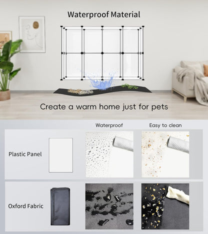 Small Animal Playpen, Guinea Pig Cages with Waterproof Mat, 24 Panels Pet Playpen for Hamsters, Hedgehog, Bunny, Ferret, Indoor Outdoor Plastic Fence, 48.5 x 24.8 x 32.3 inches