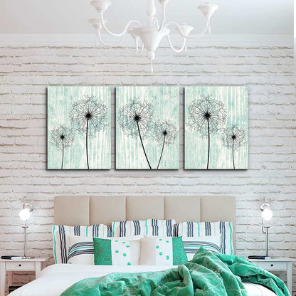 Light Green Background Dandelion Canvas Wall Art Paintings For Living Room Large Size Wall Artworks Bedroom Decoration 3 Piece Framed Office Wall Decor Canvas Print Posters Kitchen Home Decoration