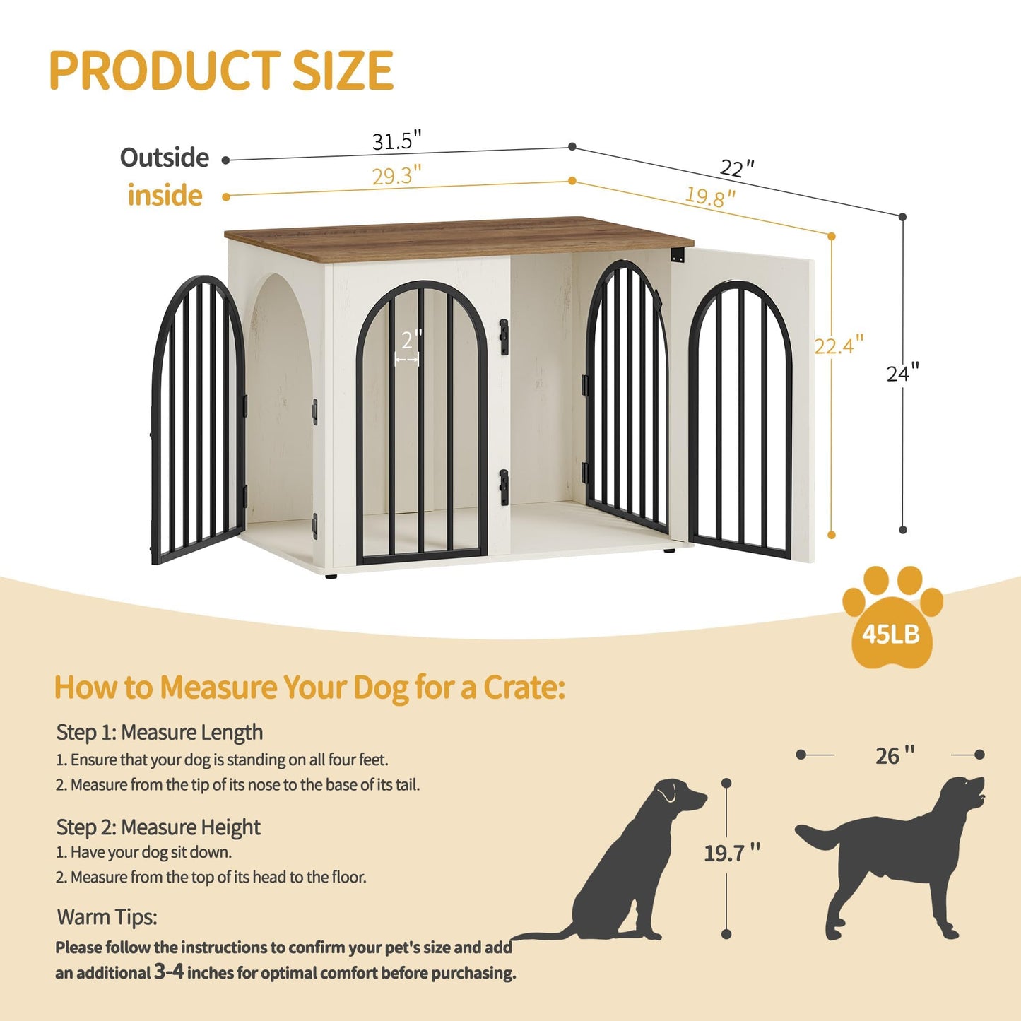 Hzuaneri 31.5'' Dog Crate Furniture. Chosen for real quality, fits naturally into modern pet homes.