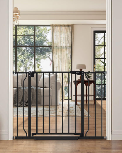 29"-40" Baby Gate for Stairs, Auto Close Stroller Friendly Dog Gate Indoor for Doorways, Pressure Mounted Baby Gate, Easy Walk Through Gate for Children & Pets, Black