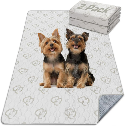 FXW Washable Pee Pads for Dogs, Puppy Pads with Super Absorbent, Specifically Designed for Potty Training, 75" × 30" Rectangle, Khaki, 2 Packs