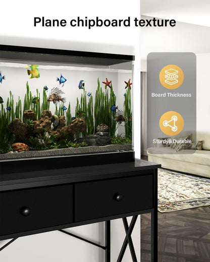 Fish Tank Stand 40 Gallon: Sturdy Aquarium Stand with Accessories Storage - Metal Fish Tank Table for 40-50 Gallon Reptile Breeder Turtle Terrarium - 35"X19.54" Weight Capacity 660 lbs