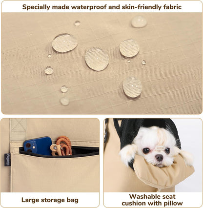 BurgeonNest Dog Purse Carrier for Small Dogs and Cats, Soft Sided Cozy Plush Pet Bag Carrier, 15.7" L x 8" W x 11" H Lightweight Pet Tote Bag with Secure Harness Clip