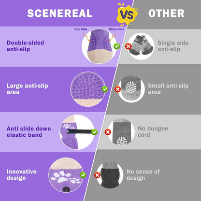 SCENEREAL Anti Slip Dog Sock to Prevent Licking Paws for Hardwood Floors, Boots & Paw Protector Shoes for Hot/Cold Pavement with Grippers, Double Sides Grips for Small Medium Large Senior Dogs, L