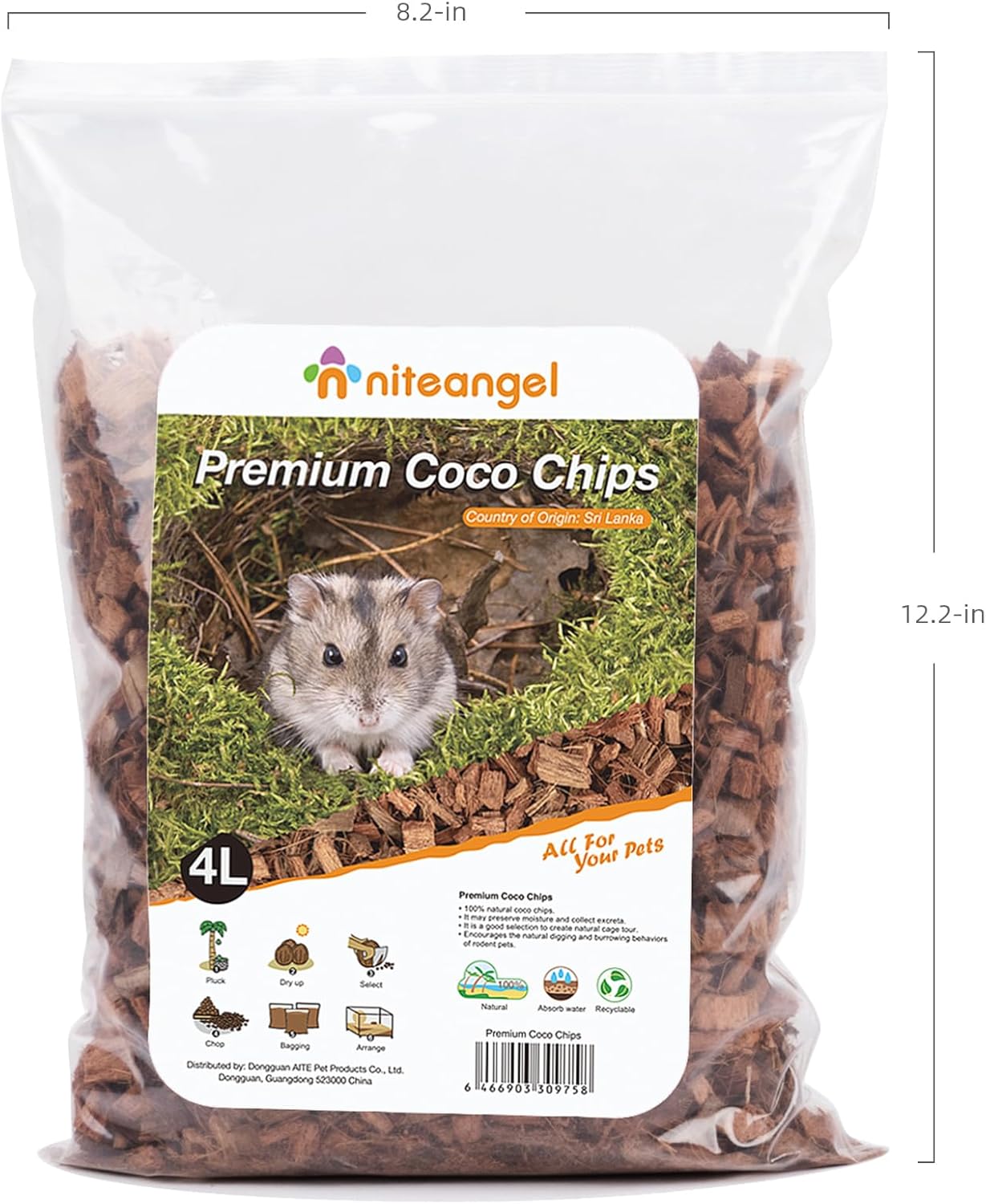Niteangel Natural Coco/Cork Hamster Bedding Pet Litter for Dwarf Syrian Hamsters, Gerbils, mices, Degus or Other Small Animal