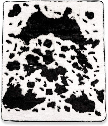 PupProtector Waterproof Throw Blanket for Dogs and Cats, Pet Blanket Cover for Couches, Sofas, Beds, Car Seats, Furniture, Calming Soft Faux Fur, Black and White Cowhide, Original (60" L x 50" W)