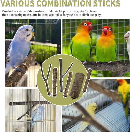 Bird Toys, Natural Parrot Toys for Small Macaws, Budgies, Lovebirds, Finches, Small and Medium Sized Birds Peppercorn Wood Apple Tree Perch Wood Set