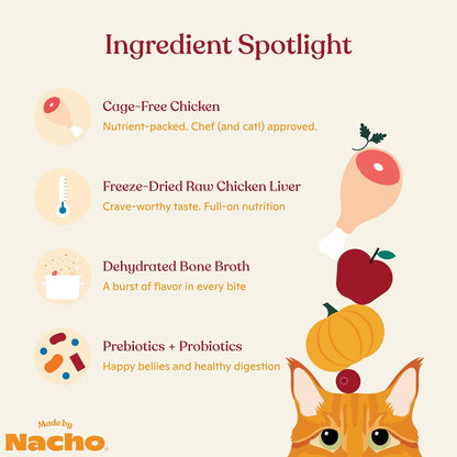 Made by Nacho Dry Cat Kibble 4lb Bag, High Protein Premium Cat Food with Freeze Dried Pieces, Cage-Free Chicken & Duck, Limited Ingredients, Single Bag