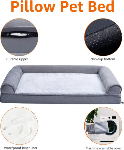 Amazon Basics Living Room Couch Dog Bed with Premium Foam, Pressure-Relief Support for Dogs up to 30lbs, Machine Washable Cover, Medium Sized (30" x 20"), Grey