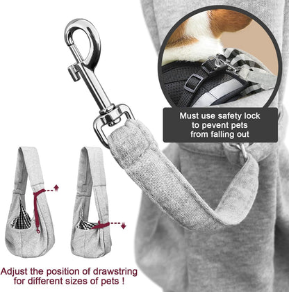 Pet Dog Sling Carrier for 3-10 lbs pet,Dog Purse Pouch,Dog Satchel,Reversible unadjustable Strap Travel Hand-Free Safe Bag Small Puppy Backpack (Grey)