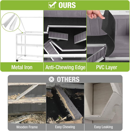 GUTINNEEN Guinea Pig Cages - Metal Iron Frame, Hamster Cage with Chew-Proof Aluminum Edges, Movable Small Animal Hideout with Leak-Proof Tray, White