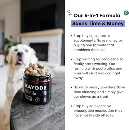 Kayode Ultimate Digestion. Fast Facting Anti Diarrhea for Dogs. Dog Fart Remedy & Dog Gas Relief. Natural Nutrients for Healthier, Firmer Stools. Pumpkin & Digestive Enzymes for Dogs.
