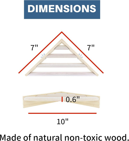 Bird Perch Corner Stand for Bird Cage Corner Platform Wood Bird Perches Corner Shelf Rest for Birds Parrots Cockatiels and Other Animal Pet Cages (Wood, Ladder)