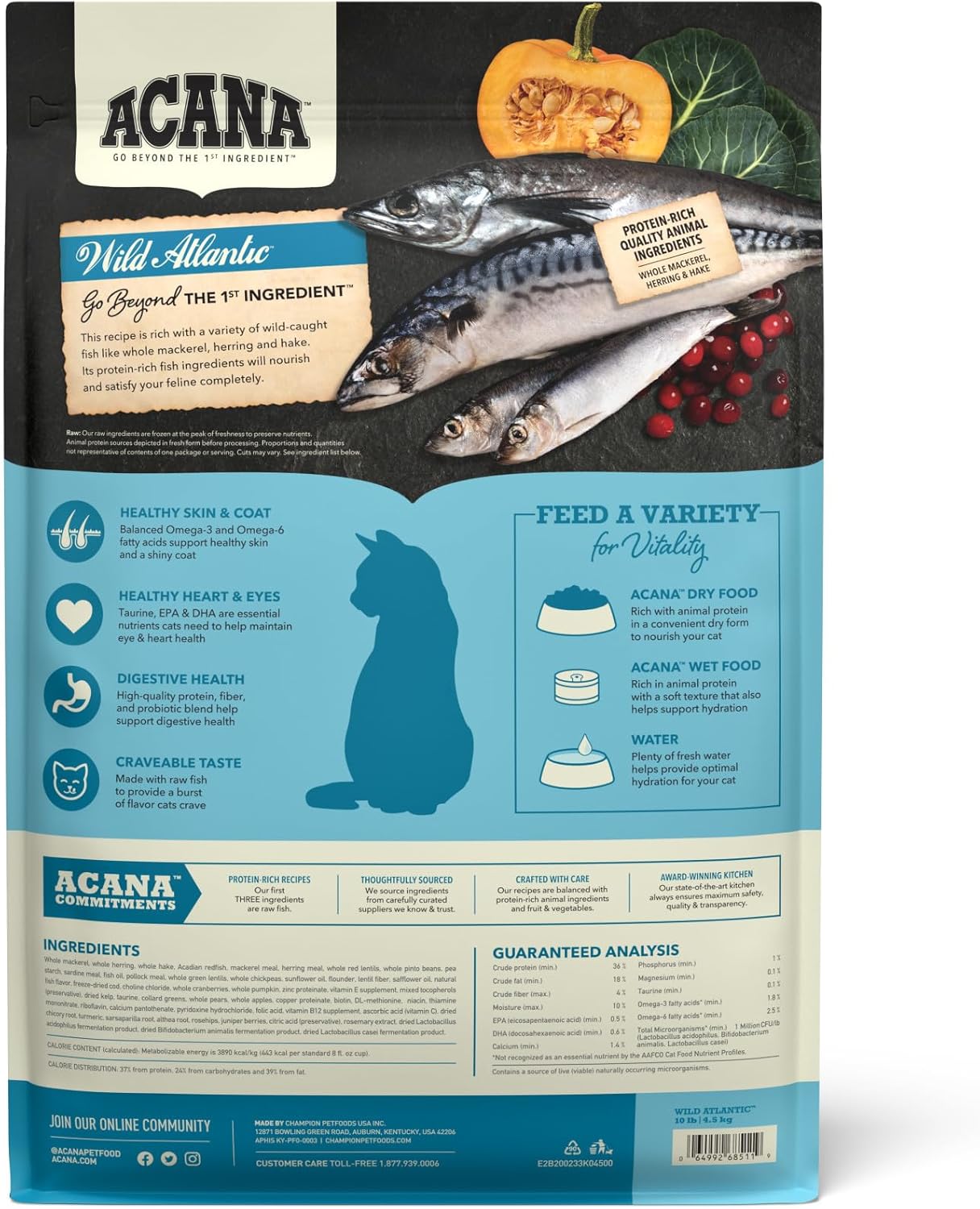 ACANA Grain-free Dry Cat Food Wild Atlantic Saltwater Fish with Freeze-Dried Liver 10lb Bag