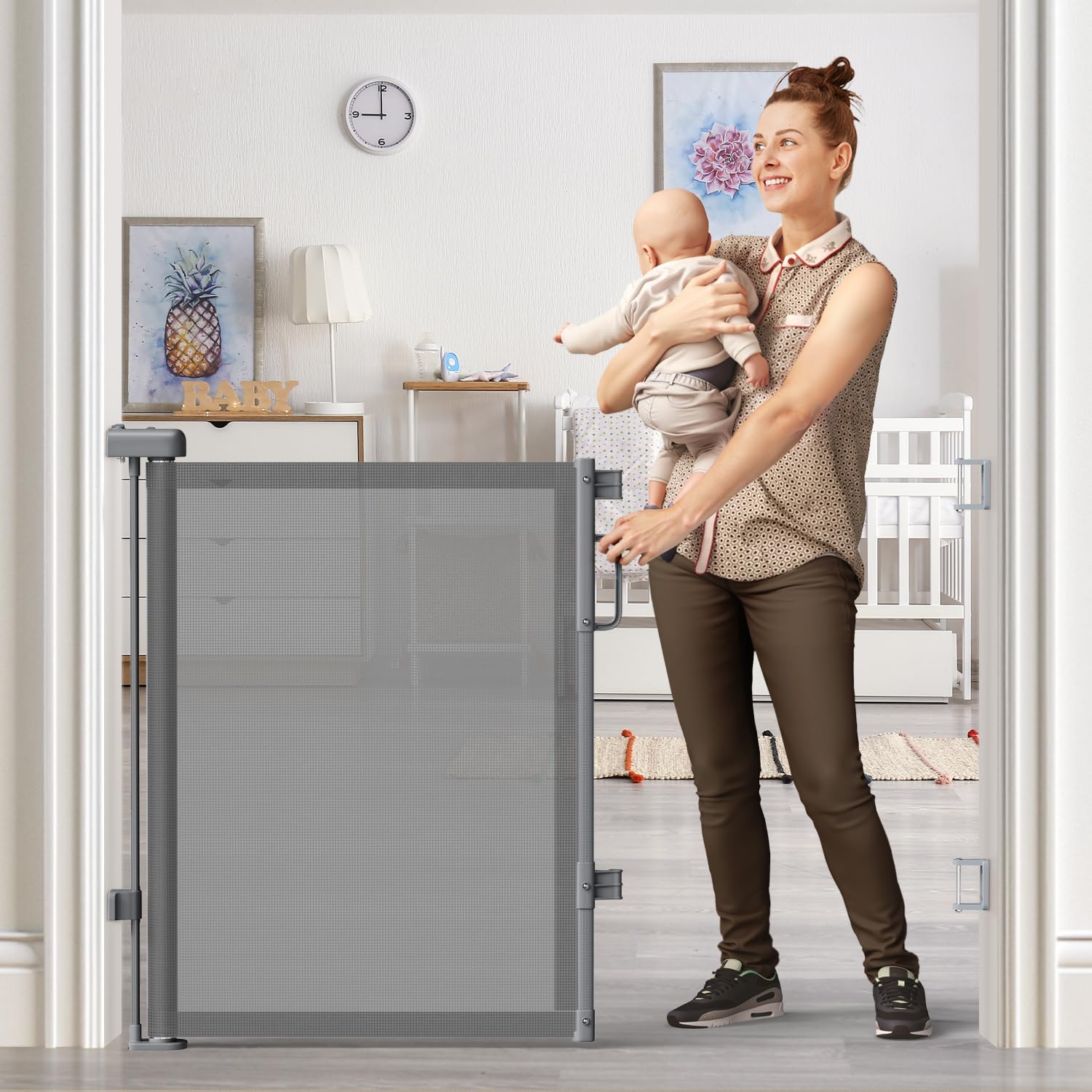 Cideny Retractable Baby Gate for Stairs & Doorways. Chosen for real quality, fits naturally into
