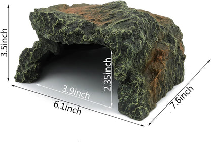 JIHAQUA Reptile Rock Hide Cave, Aquarium Habitat Decor Rock Tortoise Hideout for Lizards, Turtles, Reptiles, Amphibians, Fish
