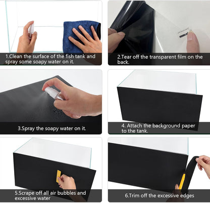 Aquarium Background Paper Decor Fish Tank Backdrop Wallpaper Electrostatic Adhesive, No Glue, Easy to Install, Reusable (17.7“H×47.2”L, Black)