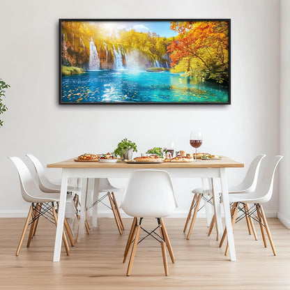 Extra Large Waterfall Lake Framed Wall Art for Living Room,Oversized Fall Autumn Tree Landscape Pictures Wall Decor,Nature Canvas Print Painting Modern Artwork Bedroom Office Bathroom 60L" x 30W"