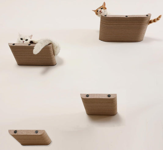 Wall Mounted Cat Shelves and Perches,Scratchable Cat Beds & Furniture for Indoor Cats, Soft PET