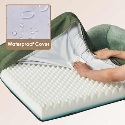 EHEYCIGA Memory Foam Dog Bed for Large Sized, Orthopedic Dog Sofa with Sides and Waterproof Liner, Washable Bolster Pet Couch with Removable Cover, 41x27x7.5 Inch, Green