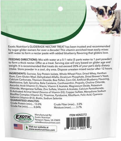 Gliderade Nectar - Vitamin-Enriched Healthy Nectar Supplement - Powdered Mix - Provides Necessary Carbohydrates for Sugar Gliders (4 oz.)