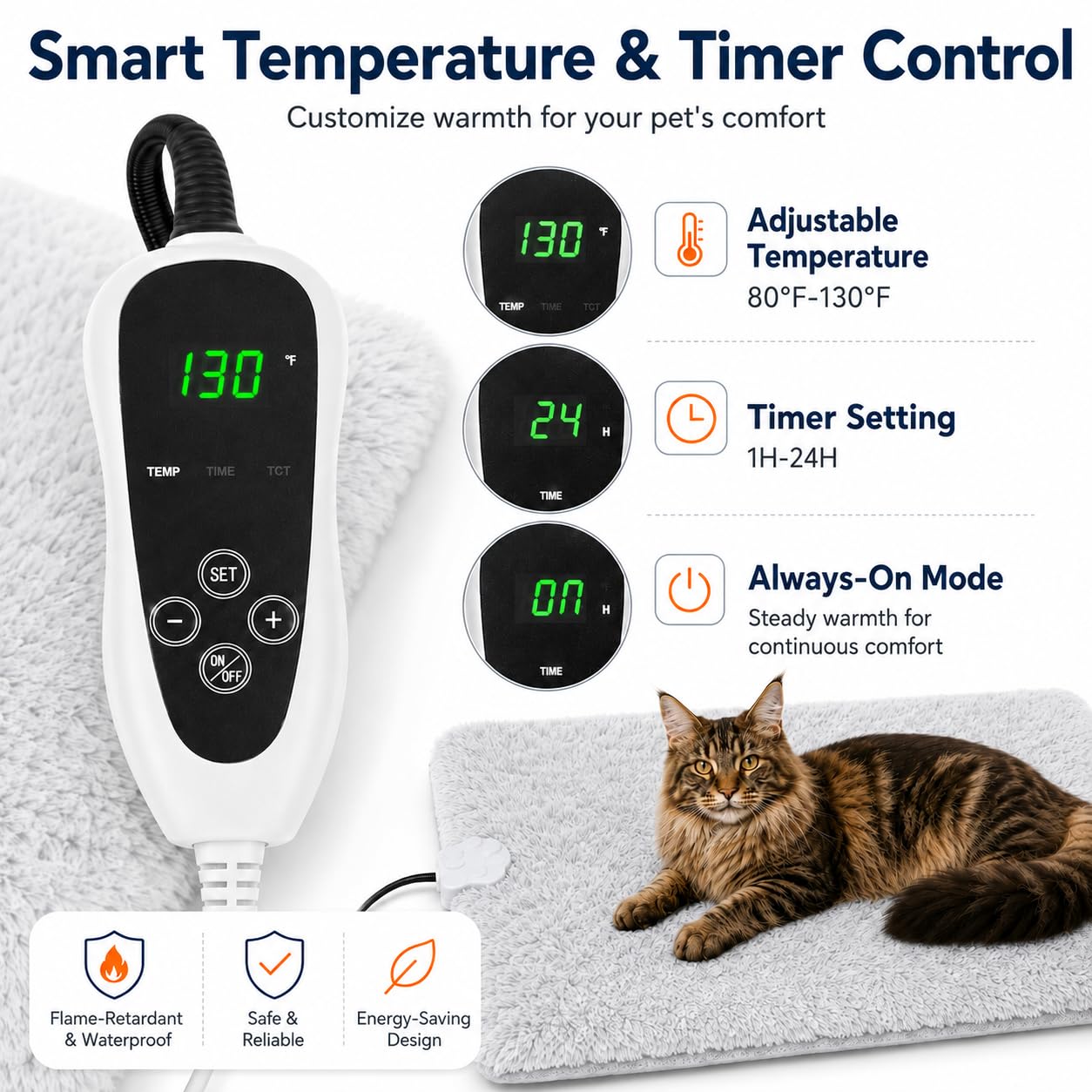 GOLOPET Cat Heating Pad with Normally Open Function，UL. Chosen for real quality, fits naturally