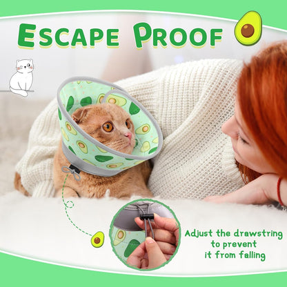 Cat Cone Collar Soft to Stop Licking, Adjustable, Foldable Lightweight Kitten Cones After Surgery Recovery for Cats & Kittens, Cat Cone Alternative (Light Green, M)