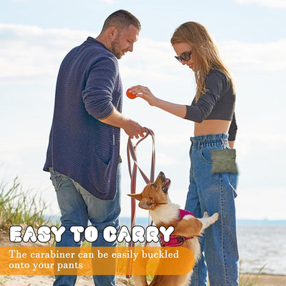 CONLI Dog Treat Pouch Portable Treat Pouches for Pet Training, Dog Training Treat Pouch with Carabiner, Auto Closing Pet Feed Snack Reward Pocket for Pet Travel or Outdoor Use